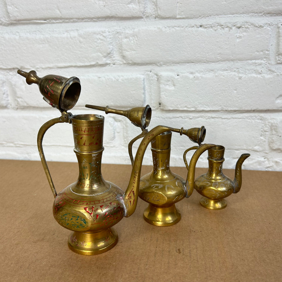 3 copper handmade antique Muhi oil cans