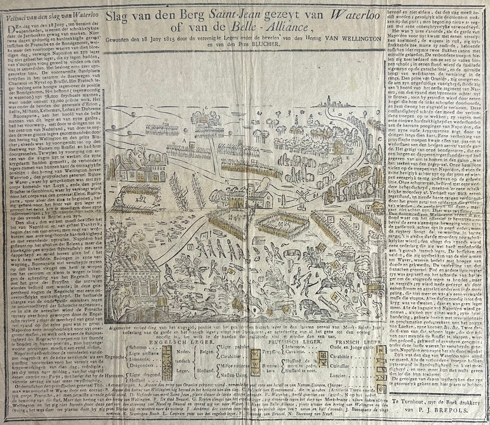 Antique 19th century Napoleon Waterloo battle report