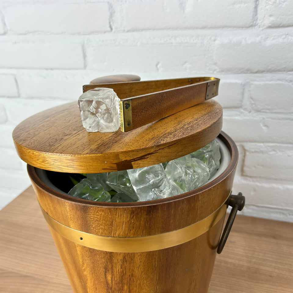 1960s Japanese Vintage Teakwood & Copper Ice Bucket