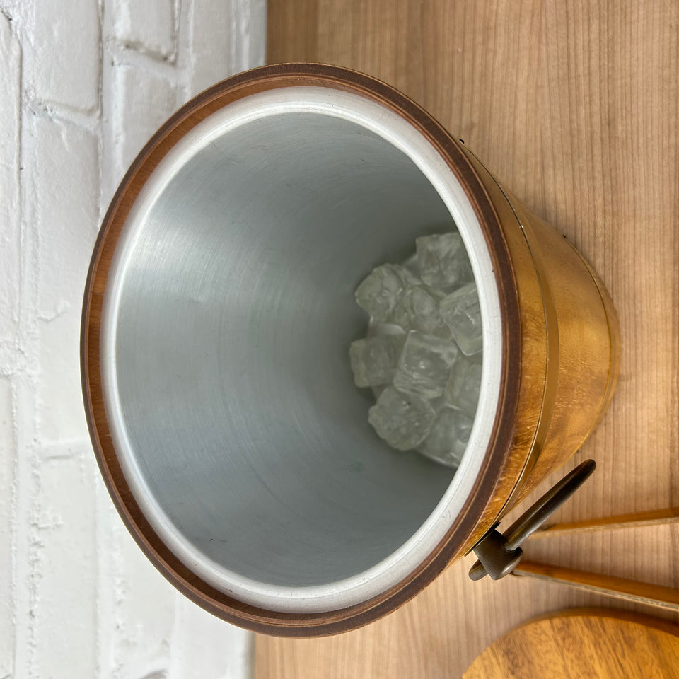 1960s Japanese Vintage Teakwood & Copper Ice Bucket