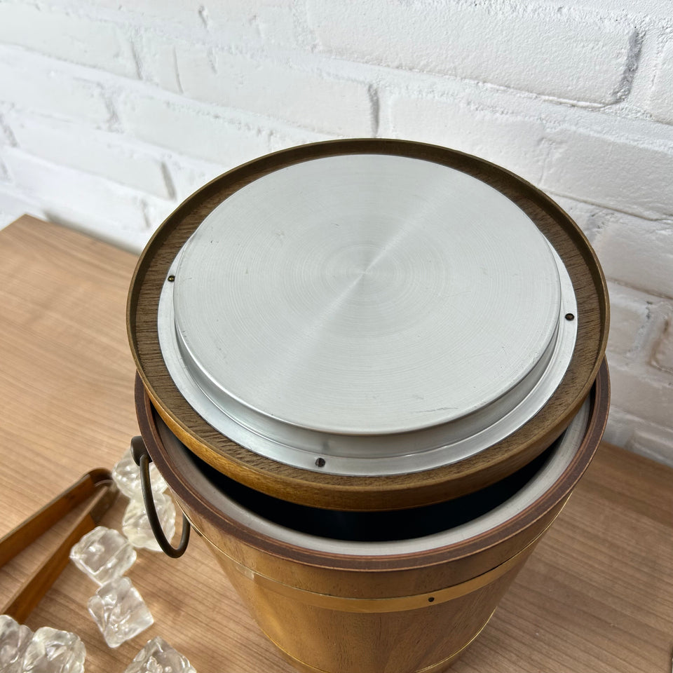 1960s Japanese Vintage Teakwood & Copper Ice Bucket