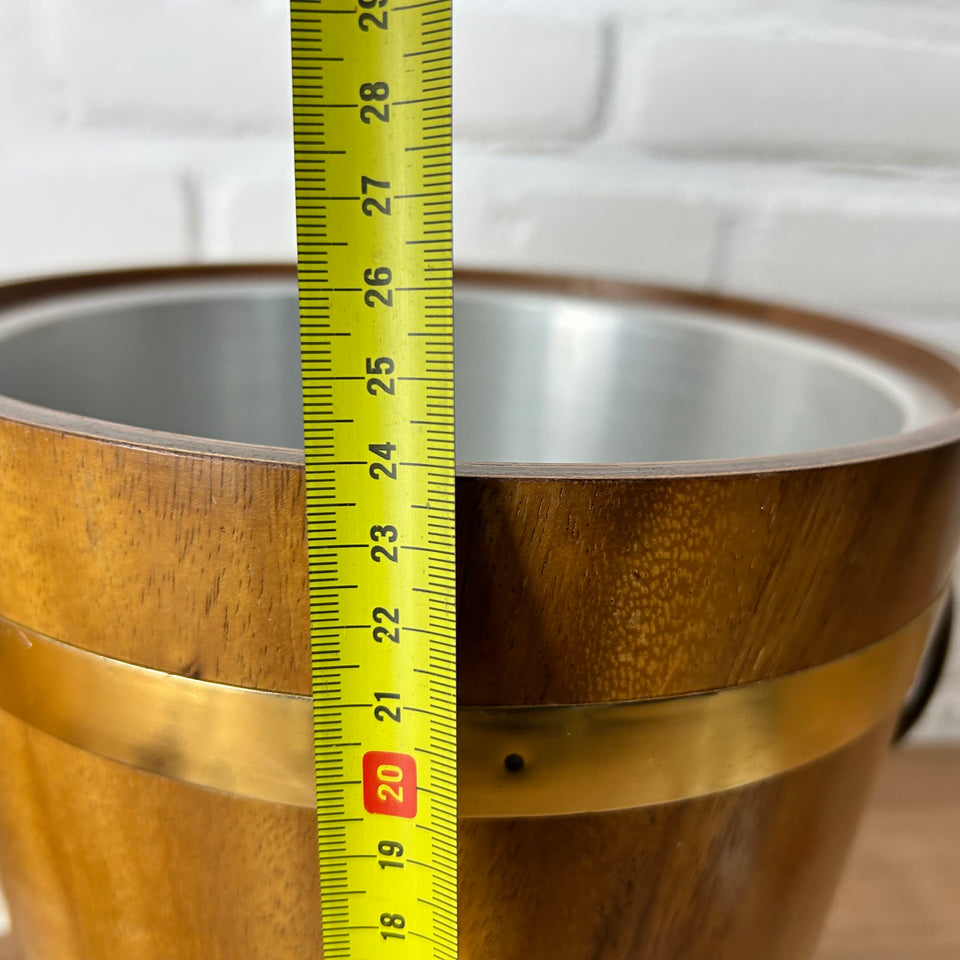 1960s Japanese Vintage Teakwood & Copper Ice Bucket