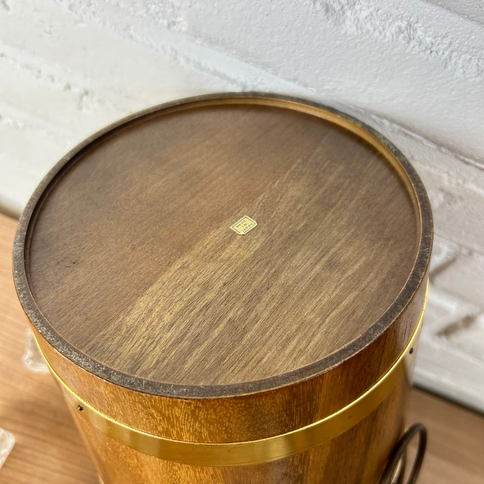 1960s Japanese Vintage Teakwood & Copper Ice Bucket