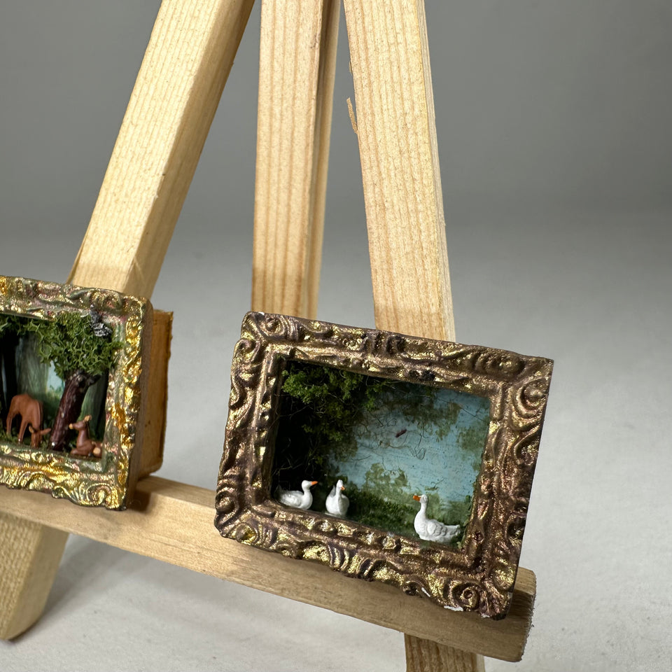 Miniature dollhouse dioramas - Forest and Lake with swans