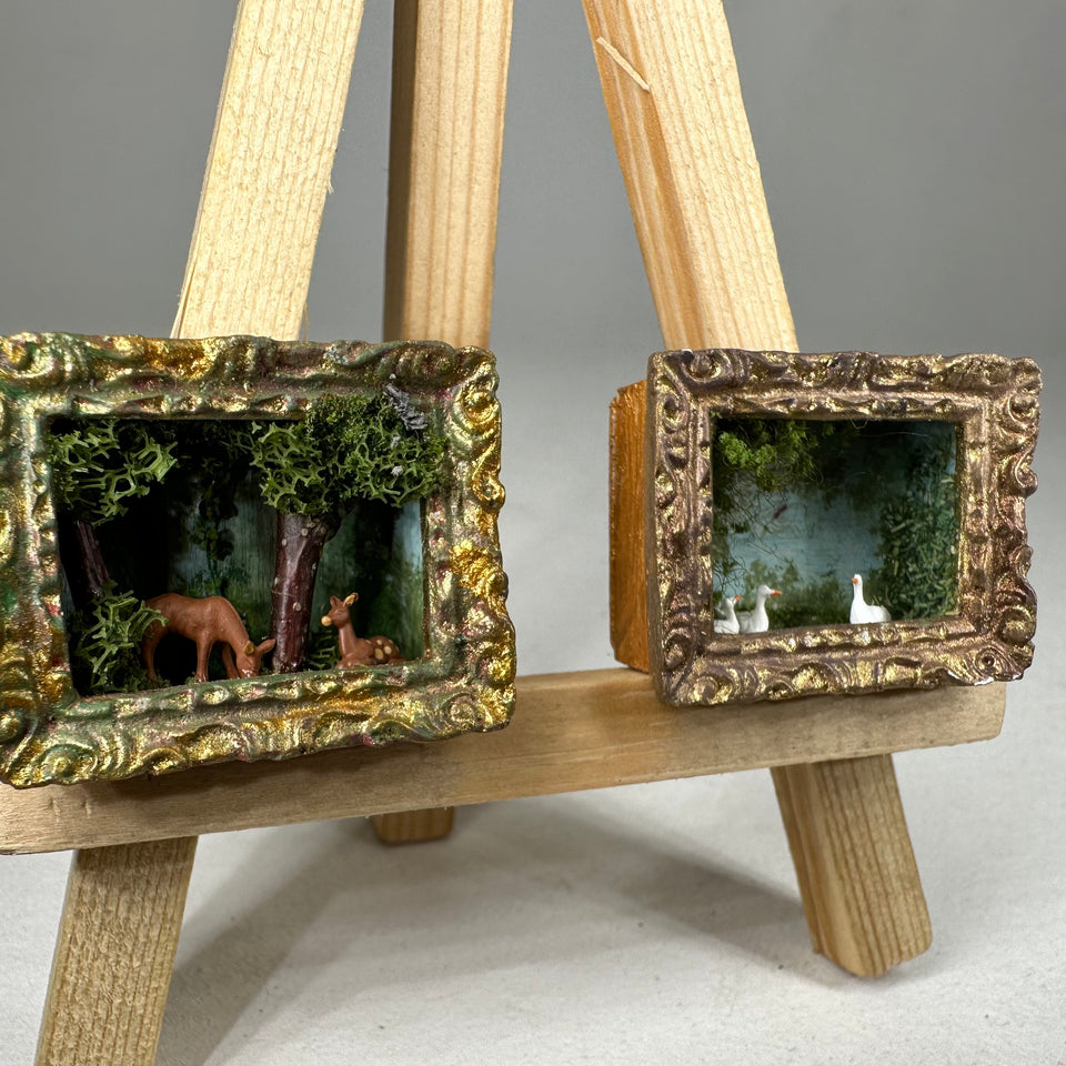 Miniature dollhouse dioramas - Forest and Lake with swans