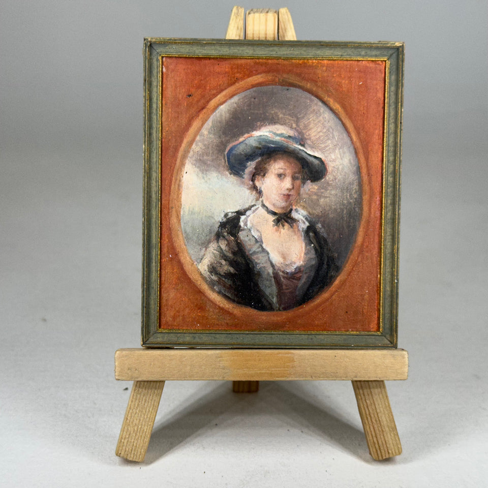 Miniature hand painted Victorian Lady portrait painting