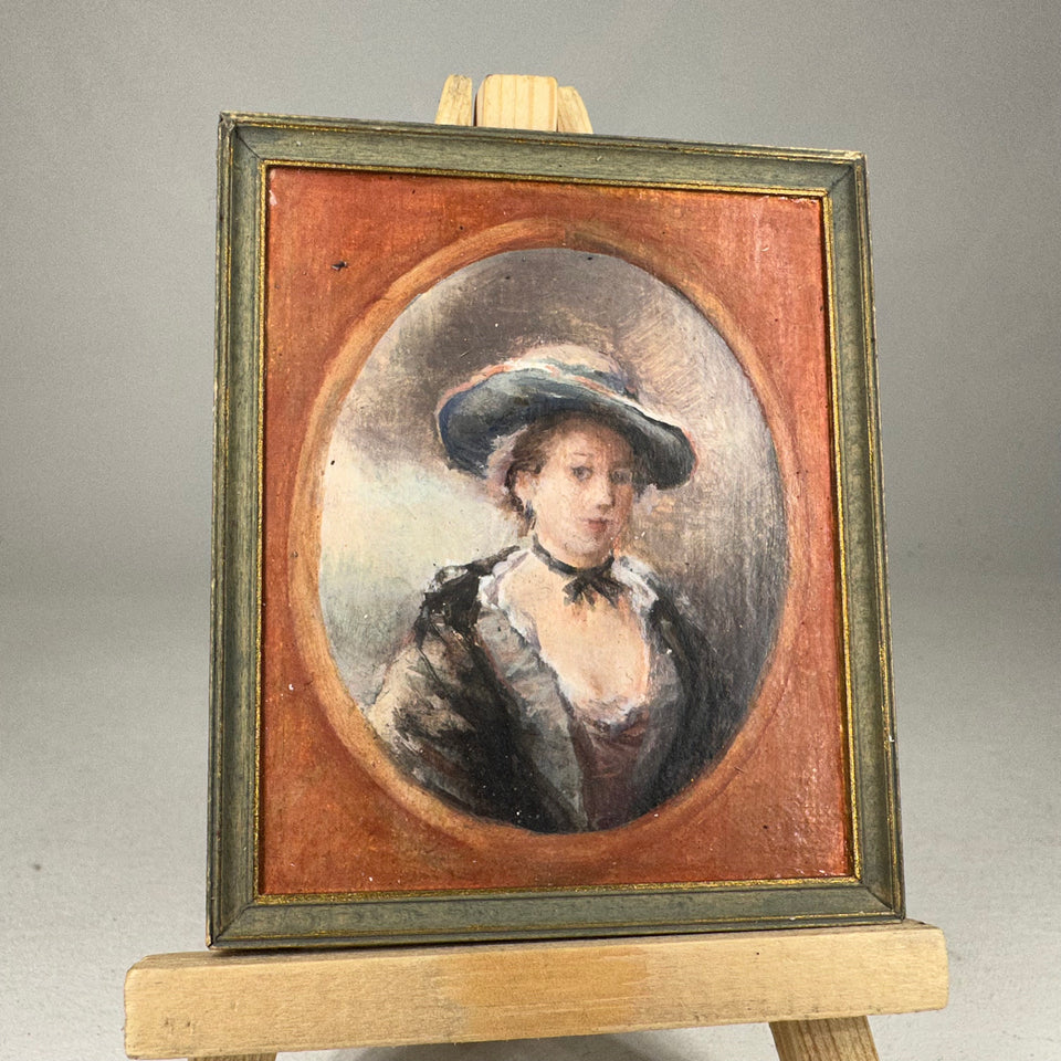 Miniature hand painted Victorian Lady portrait painting