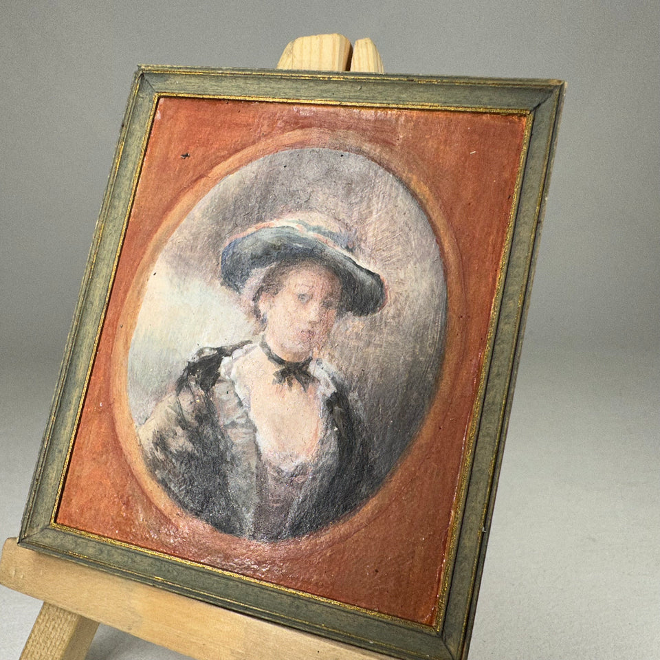 Miniature hand painted Victorian Lady portrait painting