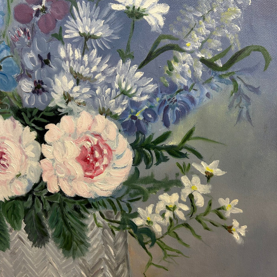 Oil painting - Still life Bouquet with peonies flowers