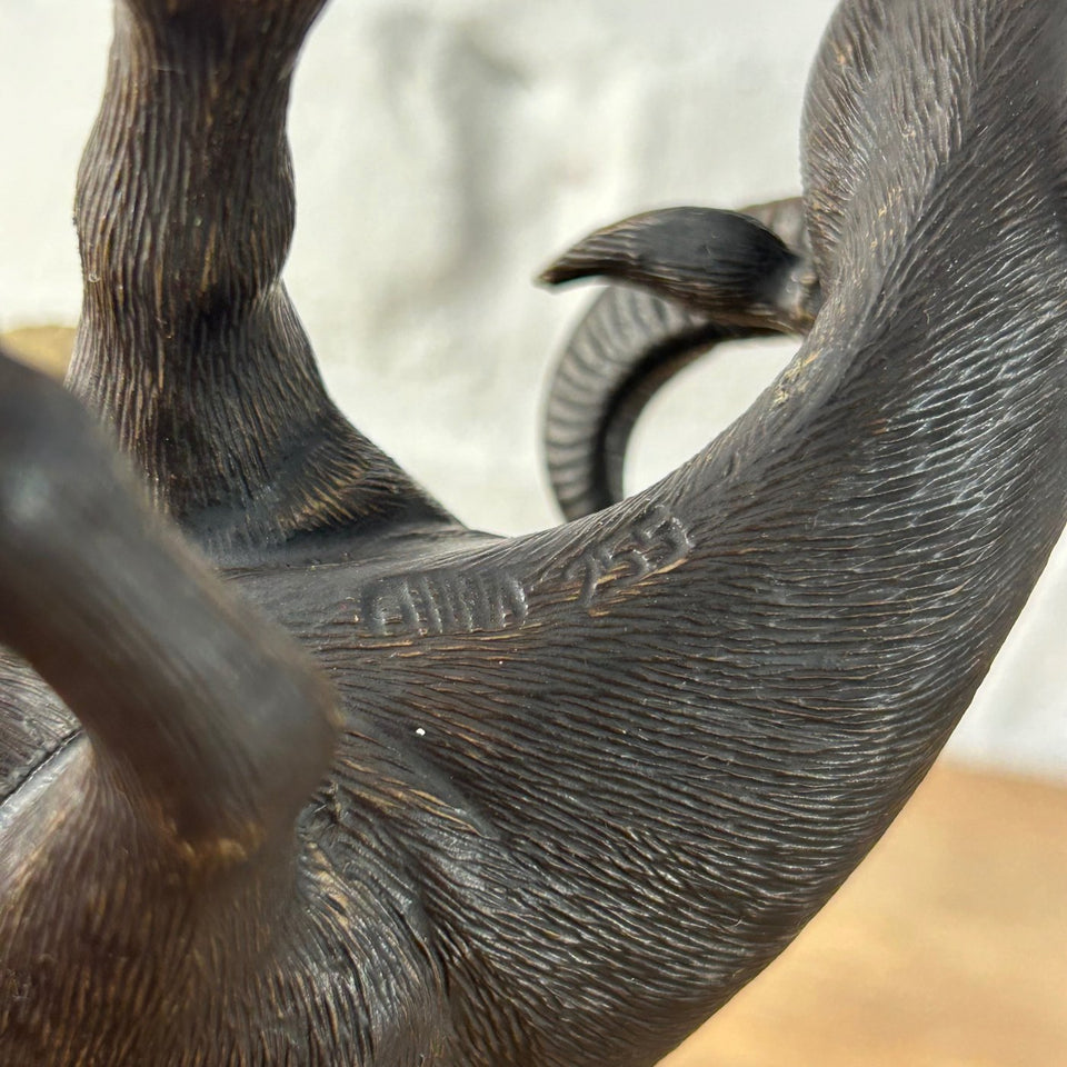 Shiwan Mudman Pottery Ceramic -  Boy and girl riding water buffalo's