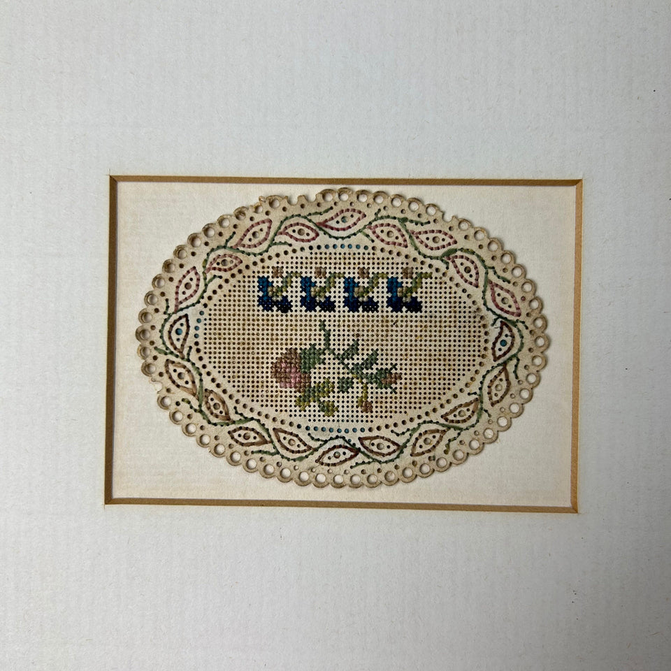 6 antique miniature embroidery  — 19th century- 1850-1900