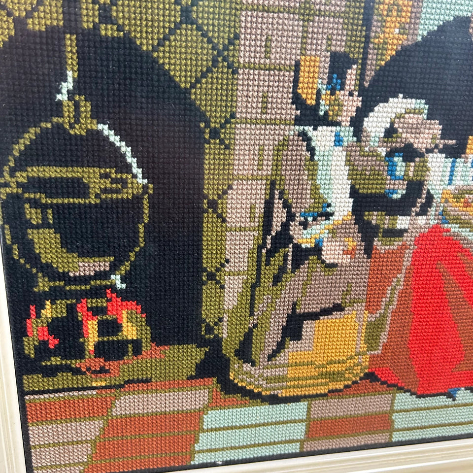 Vintage Vermeer painting Embroidery - Cottonwork - Framed