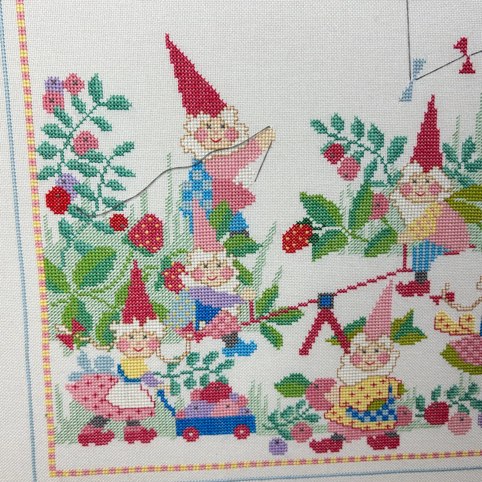 Vintage Embroidery Fairytale Gnomes Kabouters - Cottonwork - Framed