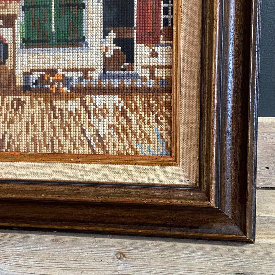 Embroidery -Johannes Vermeer - Straatje - Cottonwork - Framed