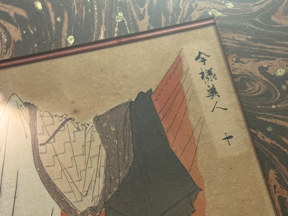 19th century Woodblock print Mizuno Toshikata (1866-1908) - 10/12 - Imayo Bijin (fashionable women)