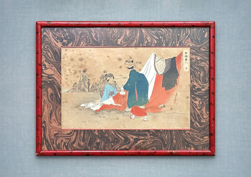 19th century Woodblock print Mizuno Toshikata (1866-1908) - 10/12 - Imayo Bijin (fashionable women)