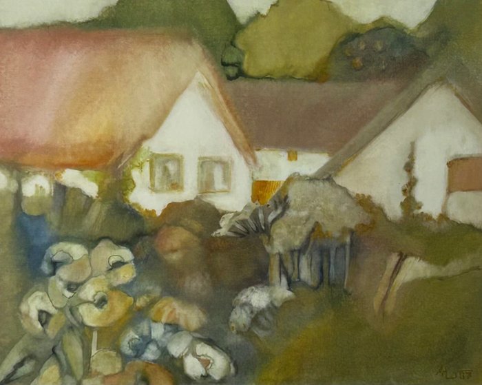 Abstract Farm house - German School painting