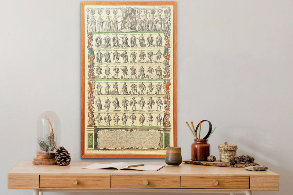Very Large original 107CM Copper Engraving by Tobias Conrad Lotter (1717-1777) - Novem Electores Imperii Germanici - Die IX Churfürsten Des Teutschen Reichs