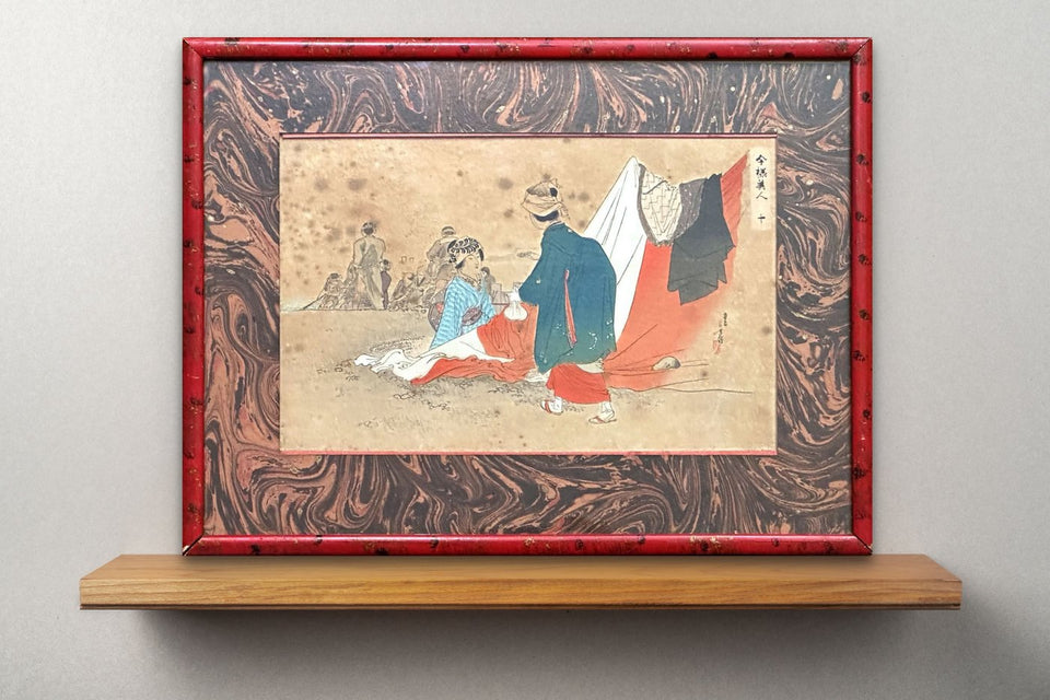 19th century Woodblock print Mizuno Toshikata (1866-1908) - 10/12 - Imayo Bijin (fashionable women)