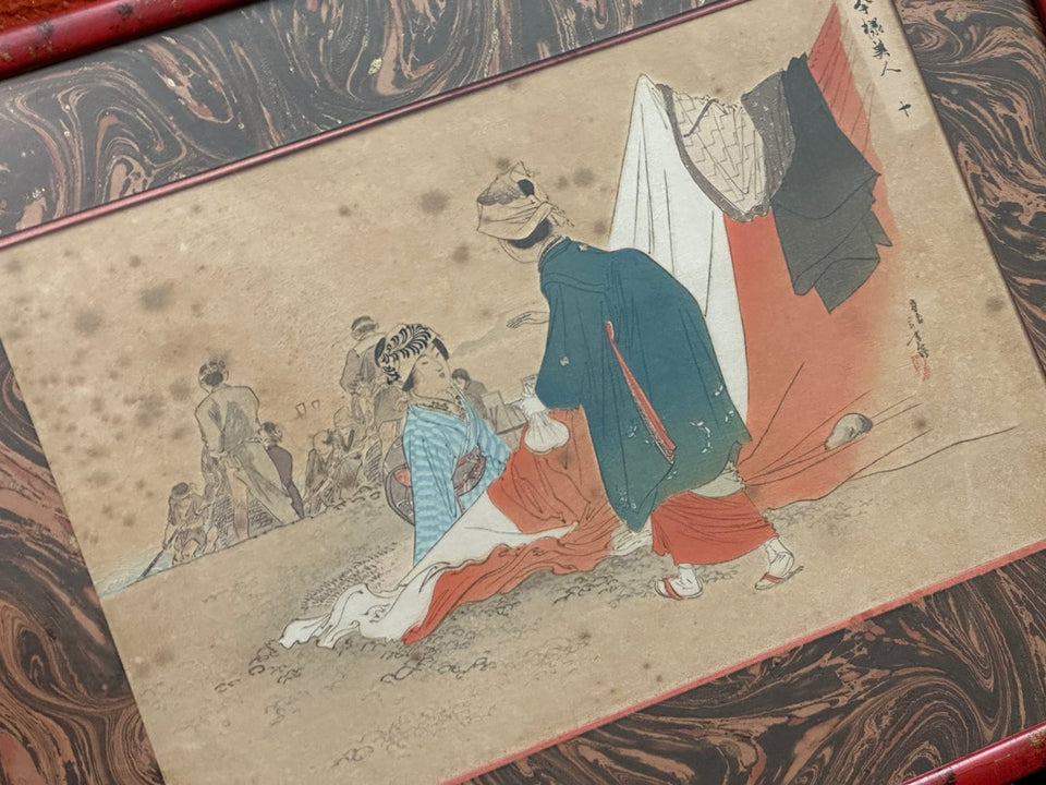 19th century Woodblock print Mizuno Toshikata (1866-1908) - 10/12 - Imayo Bijin (fashionable women)