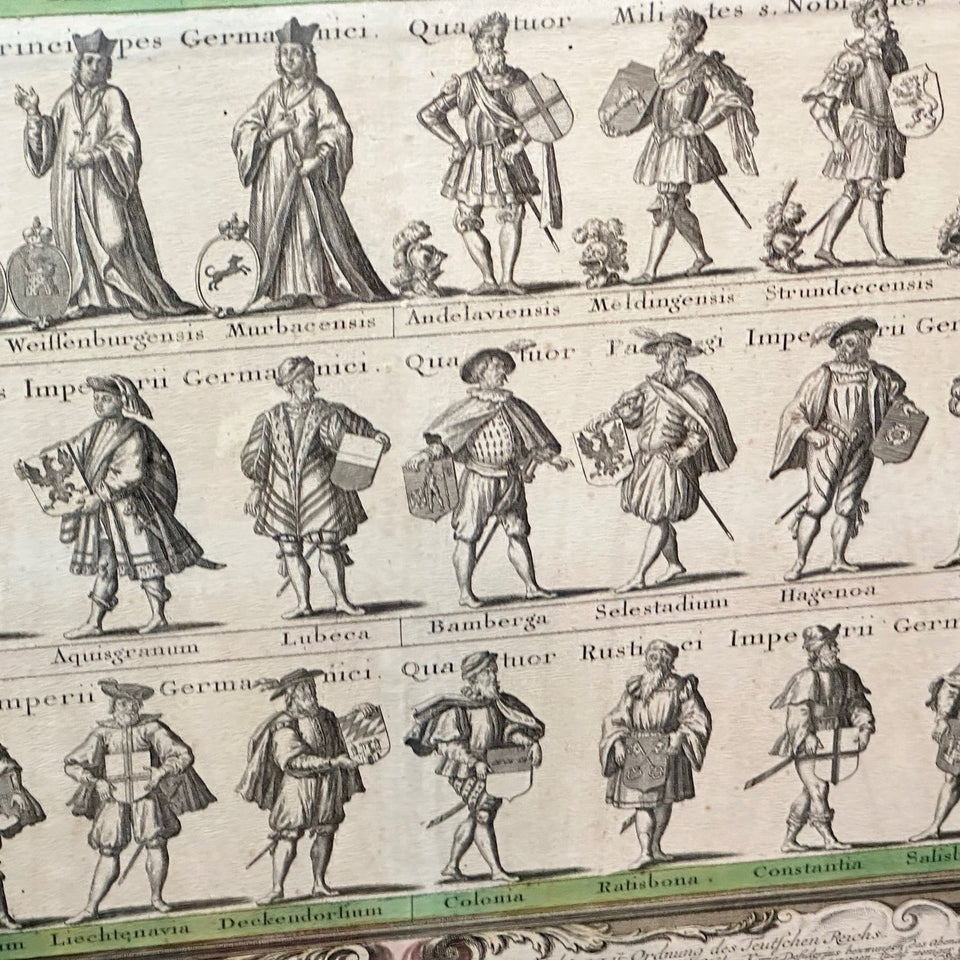 Very Large original 107CM Copper Engraving by Tobias Conrad Lotter (1717-1777) - Novem Electores Imperii Germanici - Die IX Churfürsten Des Teutschen Reichs