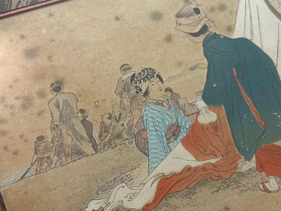 19th century Woodblock print Mizuno Toshikata (1866-1908) - 10/12 - Imayo Bijin (fashionable women)