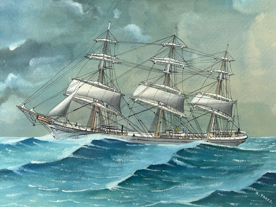 R. Takes (XX) - Sailing ship Illawarra on a wild sea