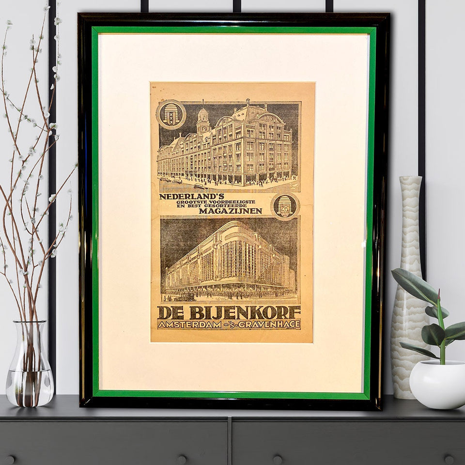 Original "De Bijenkorf" warehouse advertisement from 1928 |  Unique color print | Vintage advertising | Retro | Amsterdam - The Hague