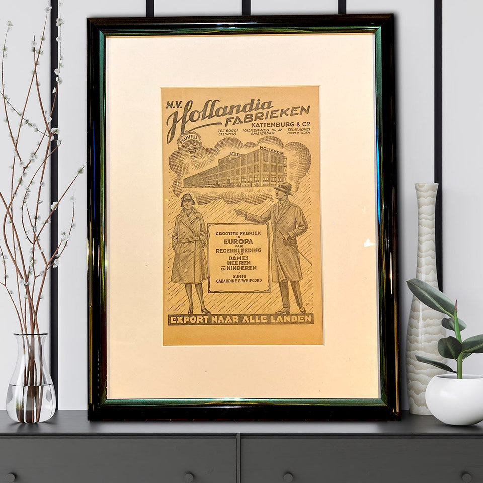 Original "Hollandia Fabrieken - Bikes" advertisement from 1928 |  Unique color print | Vintage advertising | Retro | Kattenburg