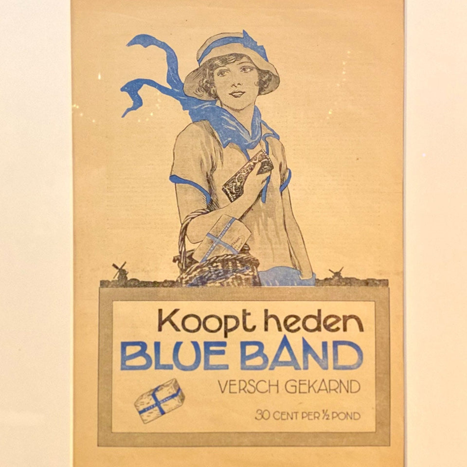 Original "Blue Band" vintage advertisement from 1928 |  Unique color print | Vintage advertising | Retro | The Blue Band Lady
