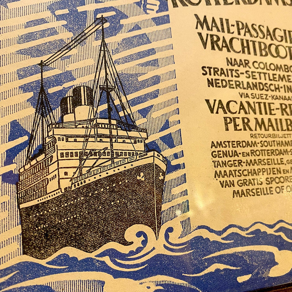Original "Scheepvaartmaatschappij" Cruise vacation vintage advertisement from 1928 |  Unique color print | Vintage advertising | Retro