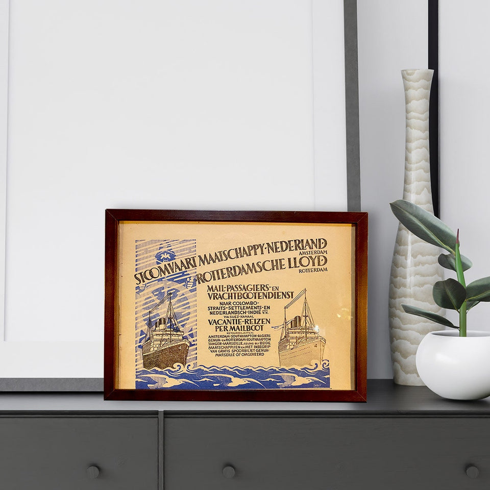 Original "Scheepvaartmaatschappij" Cruise vacation vintage advertisement from 1928 |  Unique color print | Vintage advertising | Retro