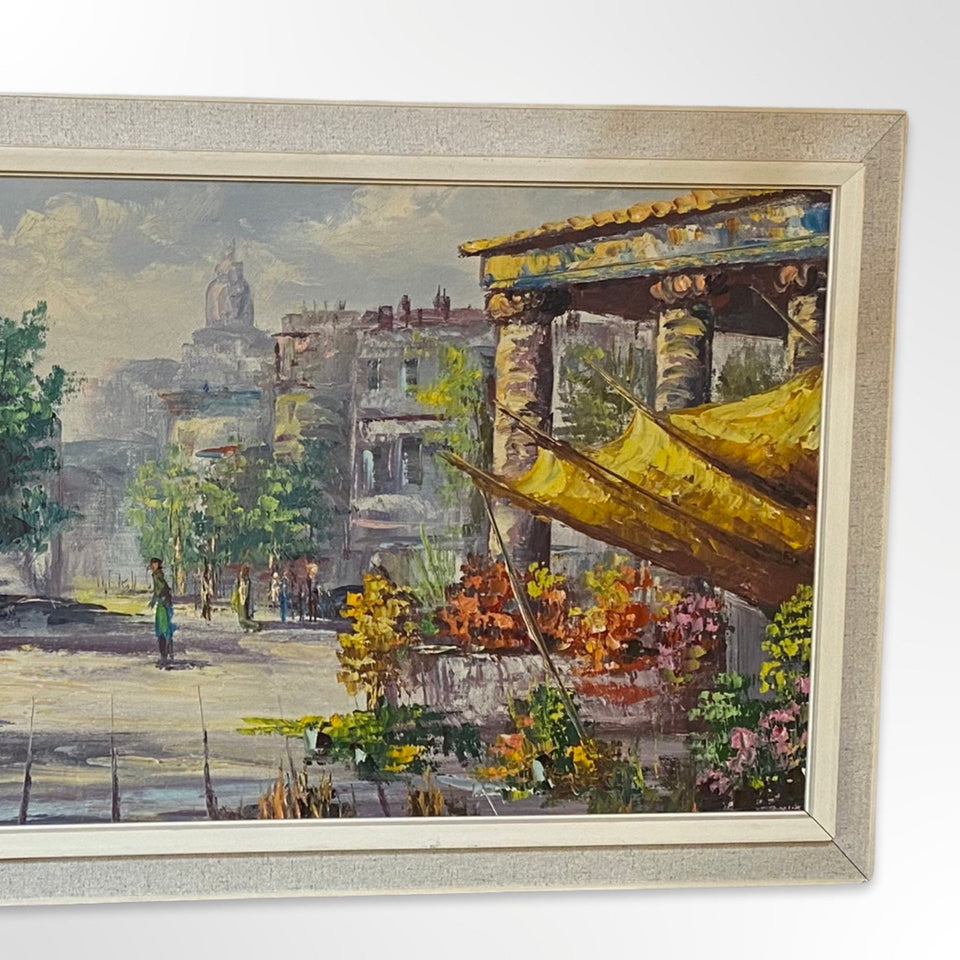Framed oil painting: Quartier Latin Paris (89x49cm)