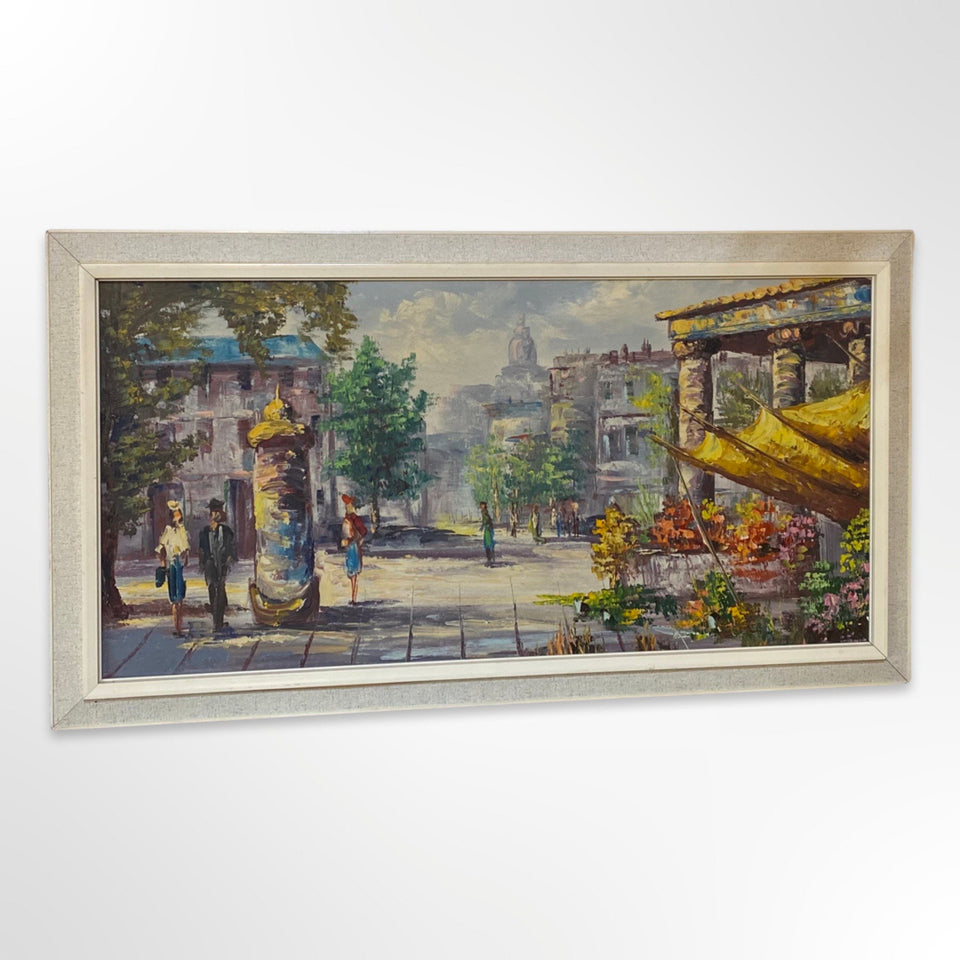 Framed oil painting: Quartier Latin Paris (89x49cm)