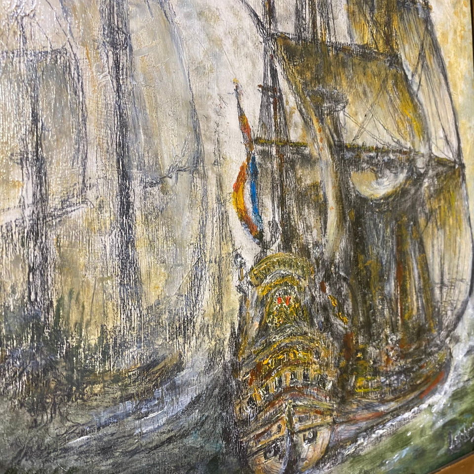 Groot schilderij VOC Schip op weg naar Indië