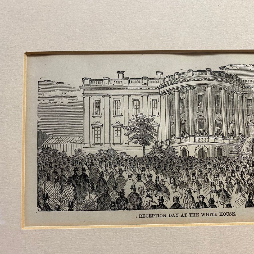 Antique etching print “Reception day at the White House”