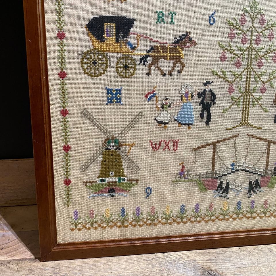 Embroidery - Cottonwork - Holland themed work - Framed behind glass