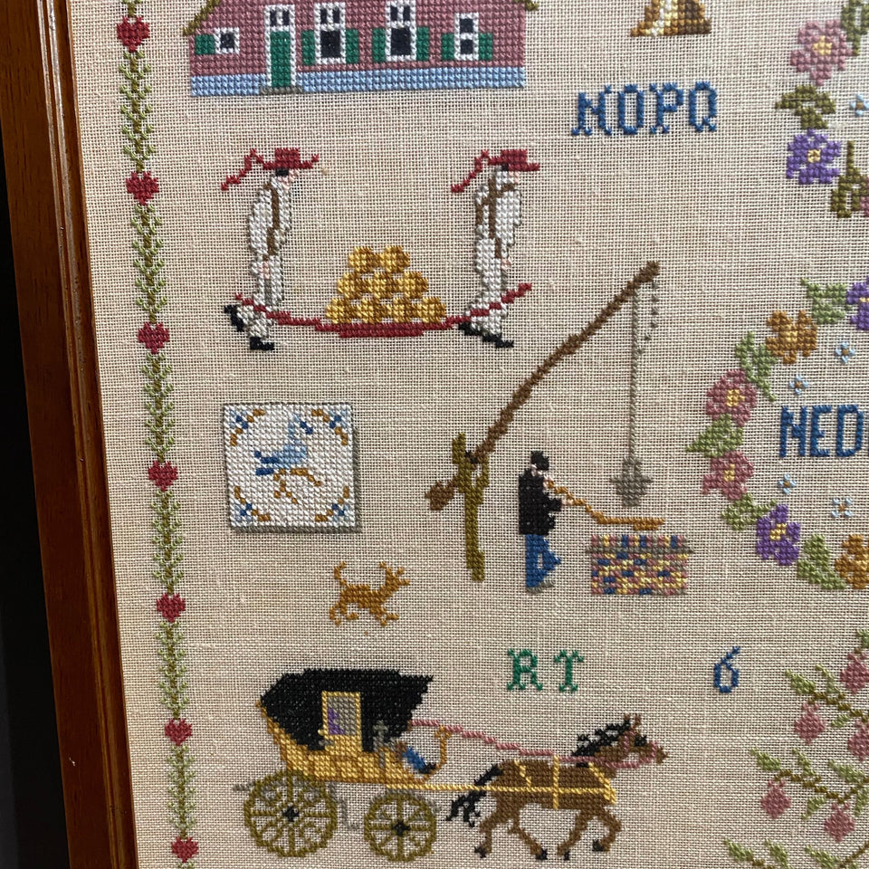 Embroidery - Cottonwork - Holland themed work - Framed behind glass