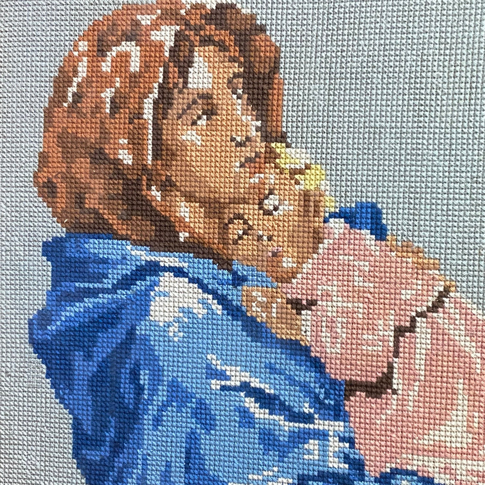 Embroidery - Cottonwork - Mother and child - Framed