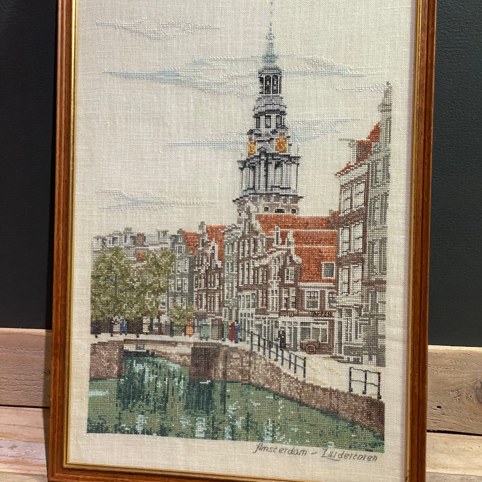 Embroidery - Cottonwork - Amsterdam - Zuidertoren - Framed