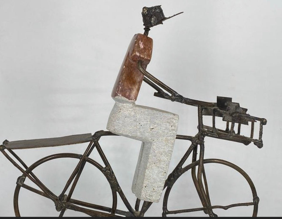 Statue “The Bike rider” stone / iron