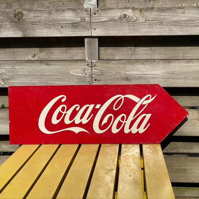 Vintage wooden Coca Cola Arrow Sign