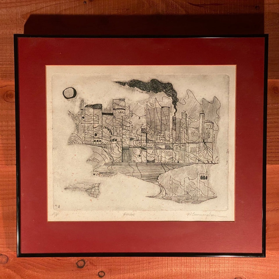 Drawing of futuristic abstract city with Hotels like Las Vegas by N. Cunningham - Bingo