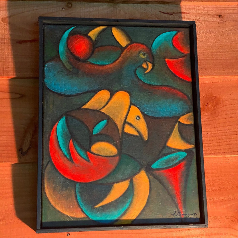 Abstract Painting of a Surrealistic group of birds