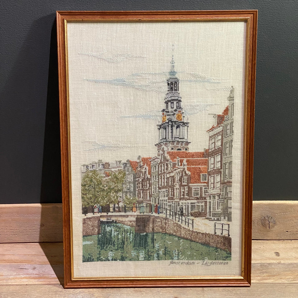 Embroidery - Cottonwork - Amsterdam - Zuidertoren - Framed