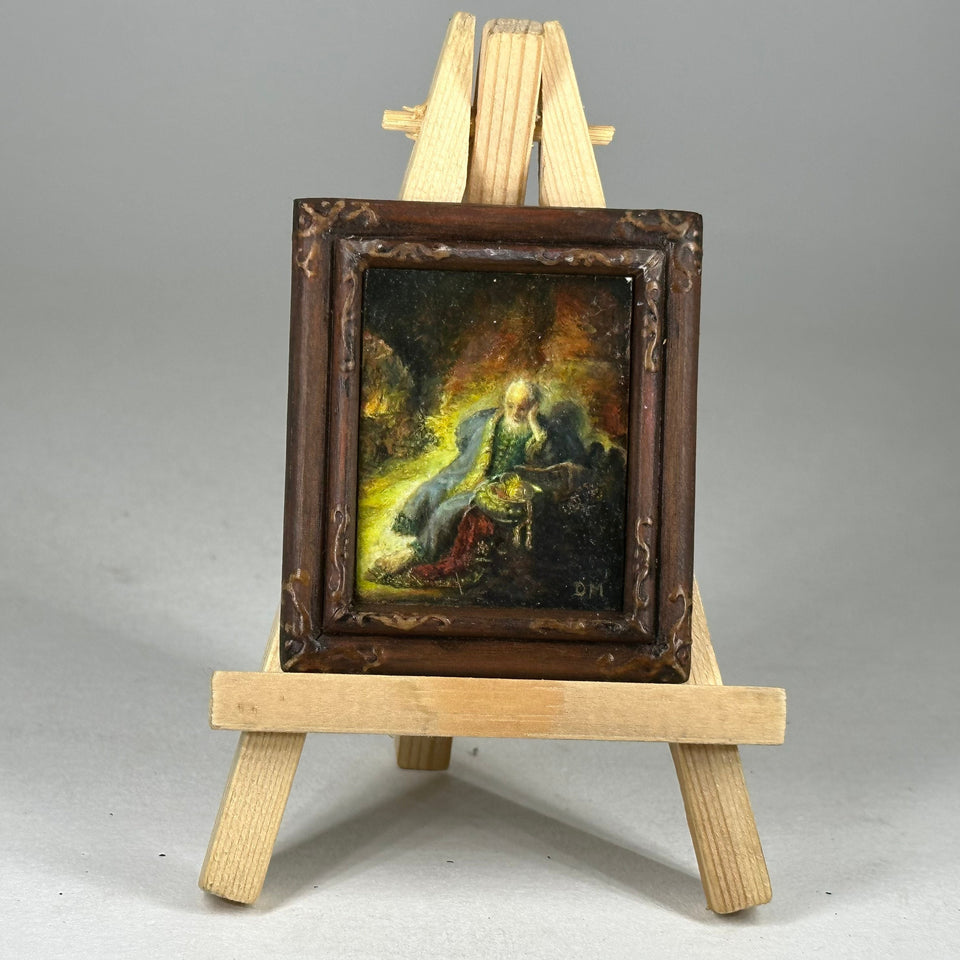 Miniature hand painted painting with frame - By Diane Meyboom