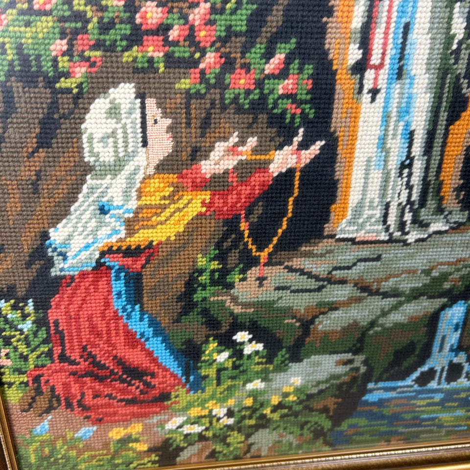 Holy Maria - Christian Embroidery - Cottonwork - Framed