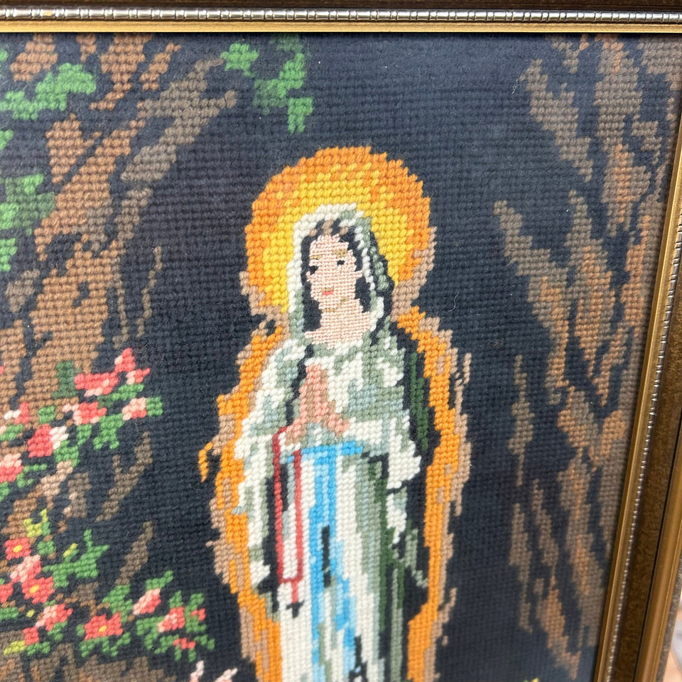 Holy Maria - Christian Embroidery - Cottonwork - Framed