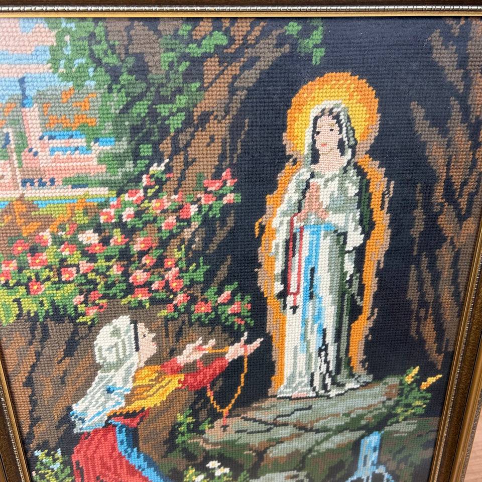 Holy Maria - Christian Embroidery - Cottonwork - Framed