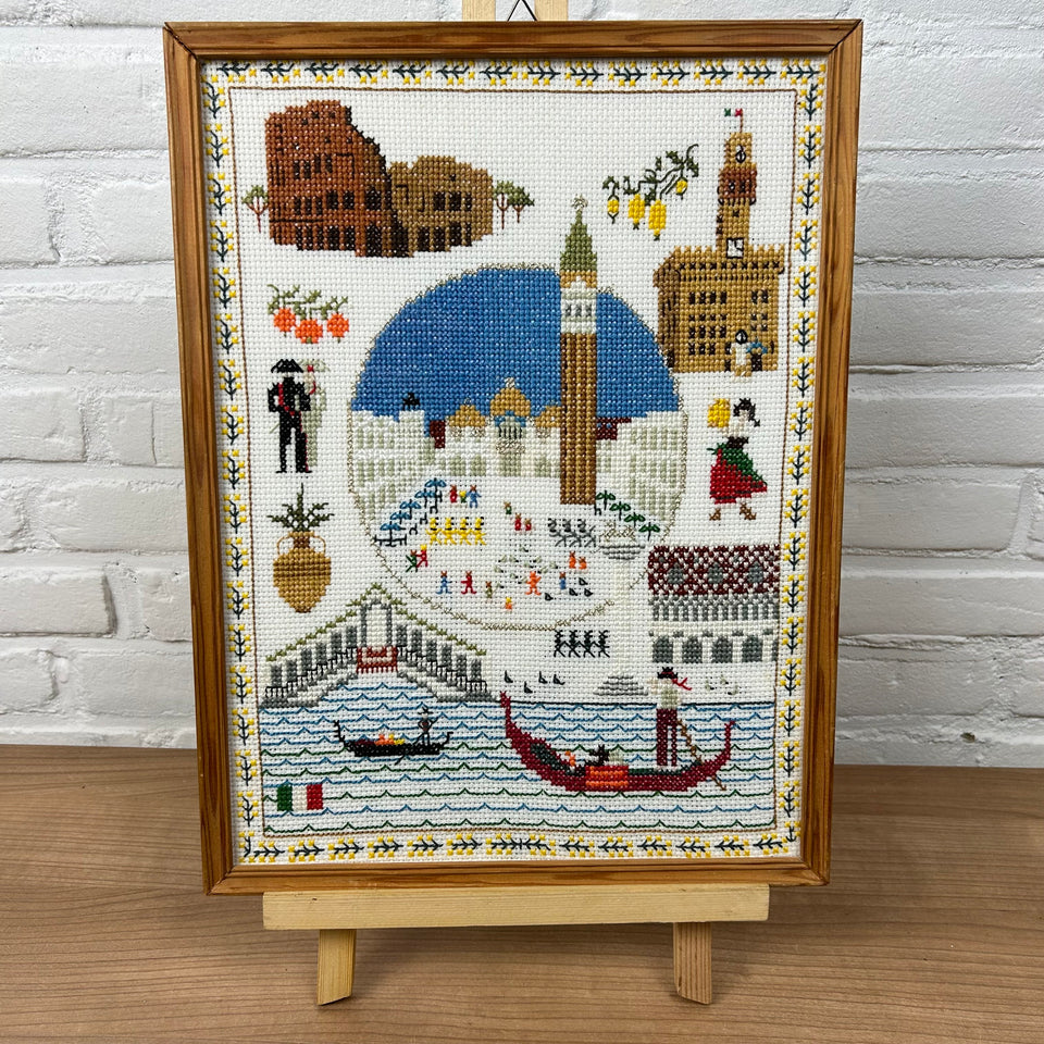 Venice Italy - Embroidery - Cottonwork - Framed
